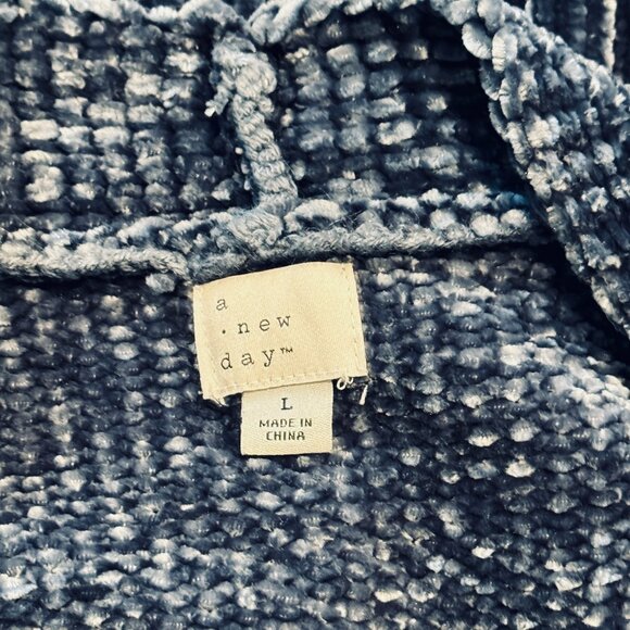 Large Blue A New Day (Target) Chenille Open Cardigan Sweater, Super Soft & Cozy - Picture 5 of 5